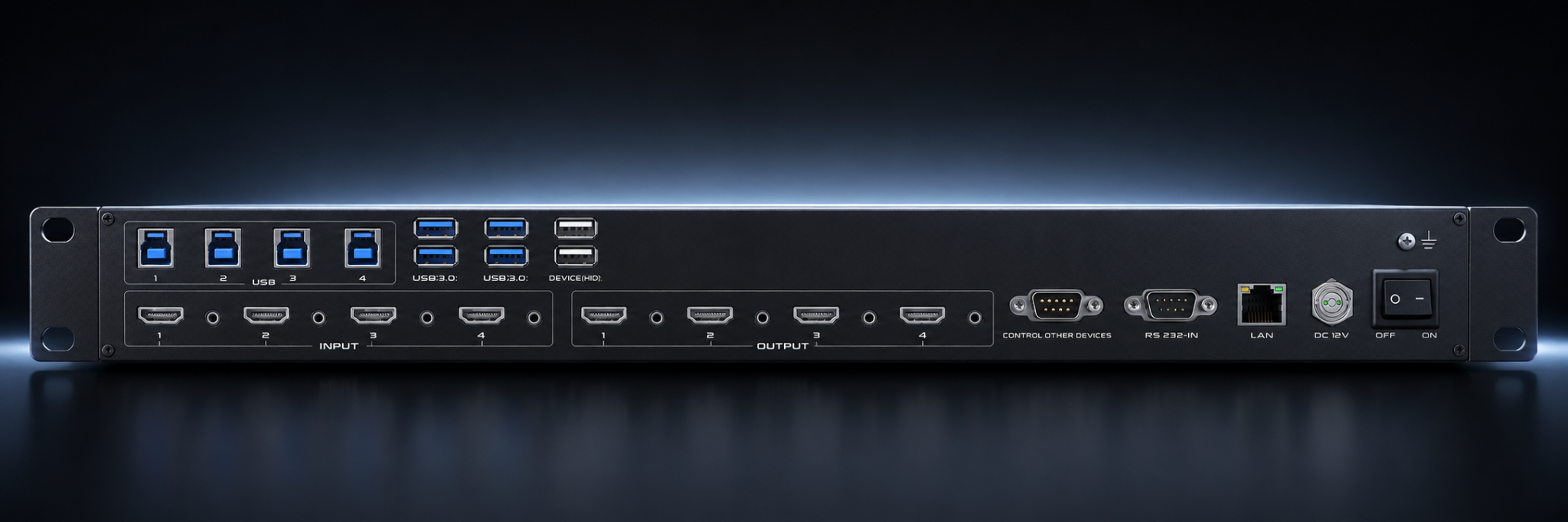 HK4400_B 4×4 4K30 KVM 無縫拼接矩陣產品外觀圖